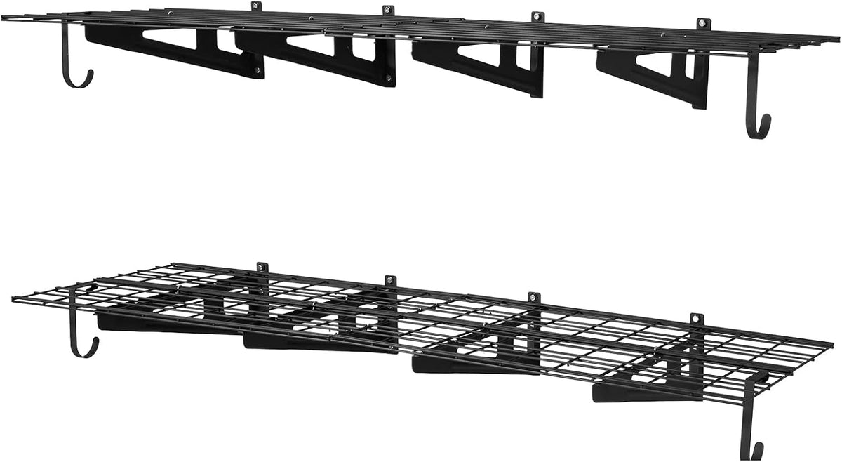 3-Tier Heavy Duty Wall Garage Shelving, 1 x 3 ft Steel Wall Mounted Shelving Unit, 11 x 36 Inch Per Shelf Floating Storage Metal Rack for Garage with 450 lbs Total Weight Capacity, Black