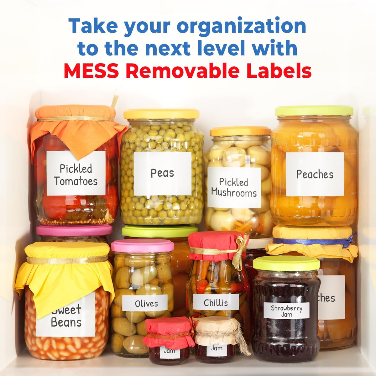 Removable Food Labels for Containers (96-Pack) 1x3 & 1.5" Erasable Kitchen Labels for Organizing, Freezer & Fridge, White Dry Erase Labels for Jars