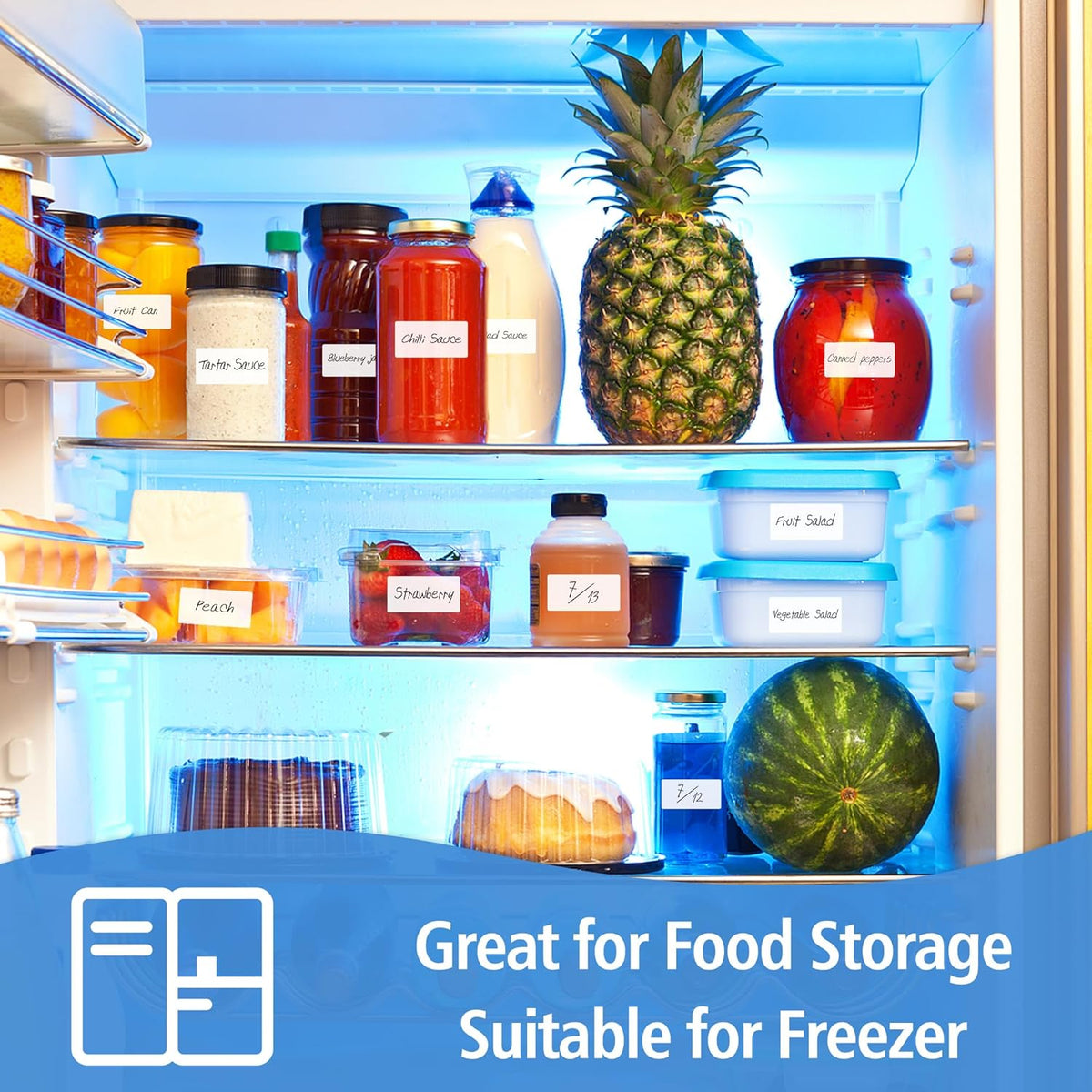 350(1 Rolls) Dissolvable Food Labels with Dispenser, 1" x 2" | BPA-Free Water Dissolving Labels, No Residue, Ideal for Freezer Meal Prep Containers, Glass Jars & Storage Bags