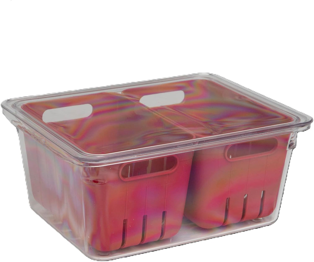 Fruit Berry Vegetable Fridge Storage Container, 2 Baskets | Two removable bins for easy rinsing, Air circulates to keep produce fresher longer, Great for crisper drawers or counters