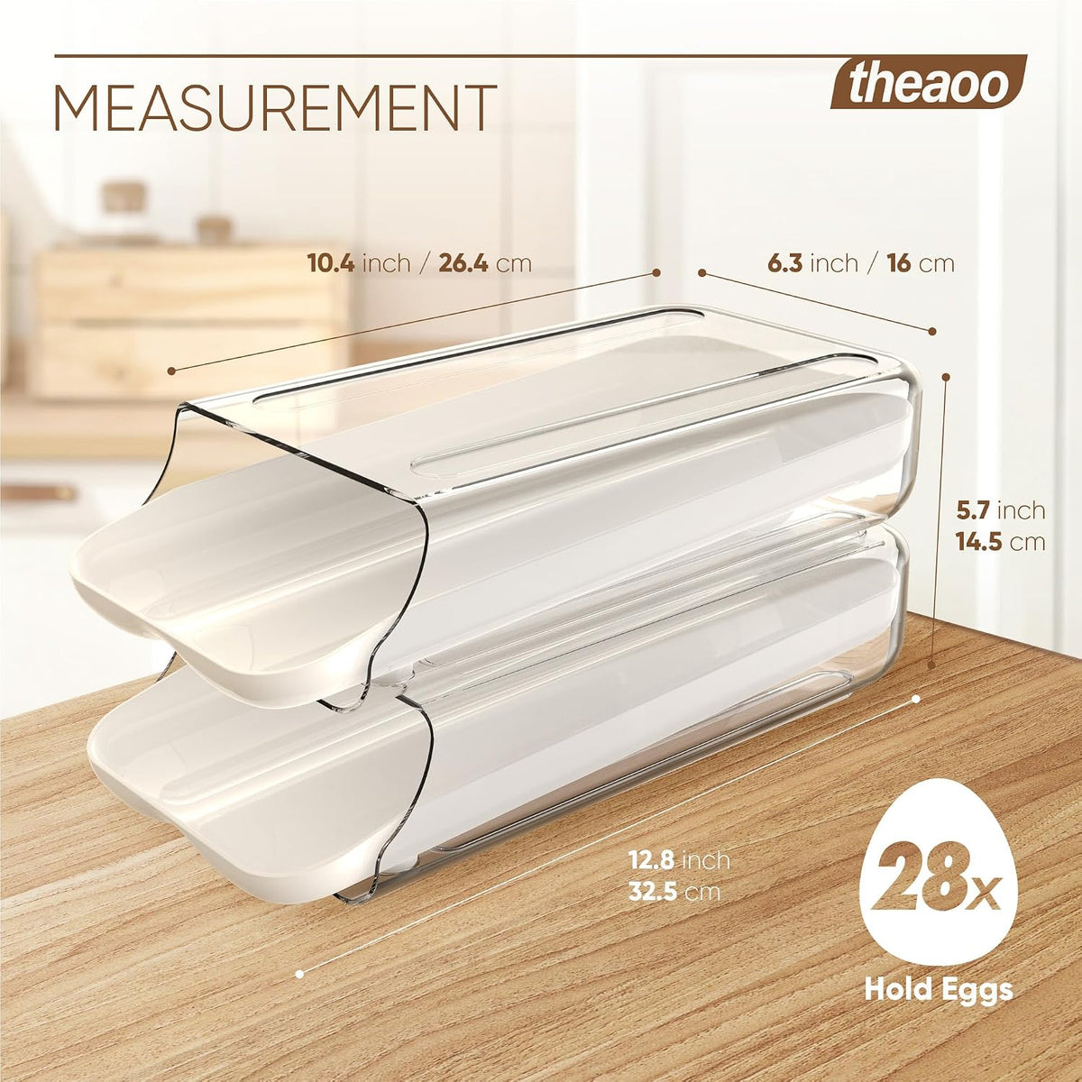 Egg Holder for Fridge, Automatic Rolling Egg Container, Clear, 2Pack