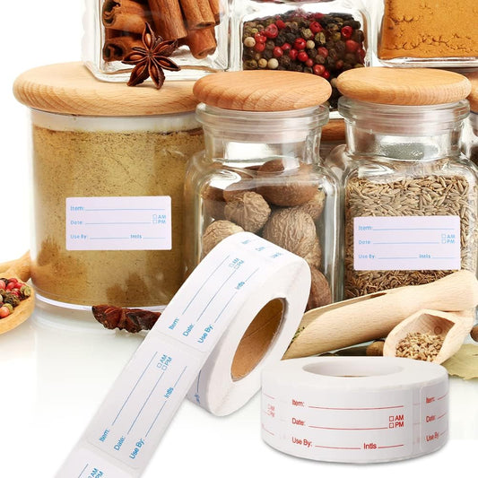 4 Rolls 1000 Pieces Removable Food Labels, 1 x 2 Inch | Date Stickers for Freezer, Refrigerator Food Containers - Easy to Write