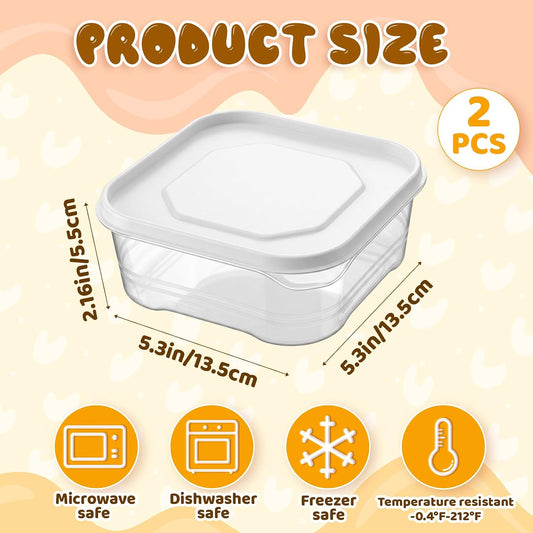 2 Pack Cheese Storage Container for Fridge with lids, Cheese Keeper for Refrigerator, Reusable Sliced Cheese-Container (White,5x13.5x13.5cm)