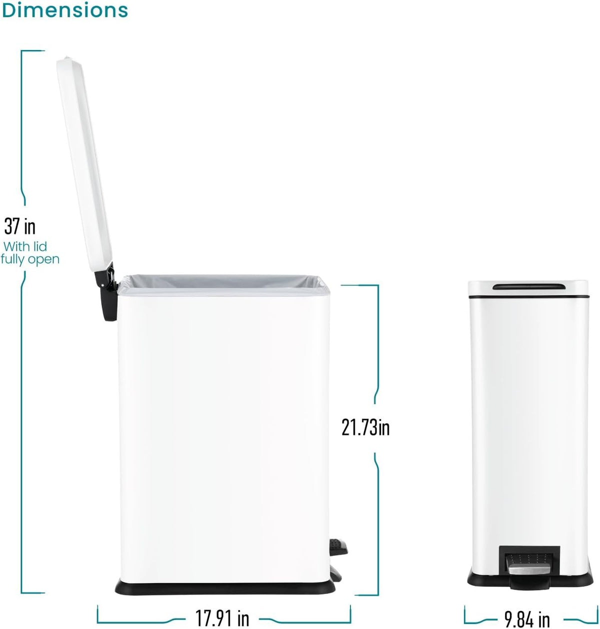 8 Gallon Kitchen Trash Can with Slim Fit Design