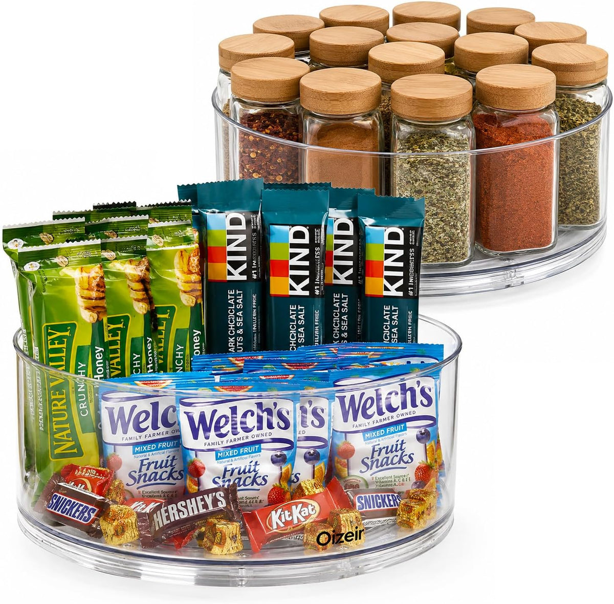 Lazy Susan Turntable - Clear Acrylic, Removable Sections, Rotates 360 Degrees. Easily Organize Your Fridge, Cabinet or Counter. Great Carousel Storage for Food, Spices, Cosmetics. (4-Sections)