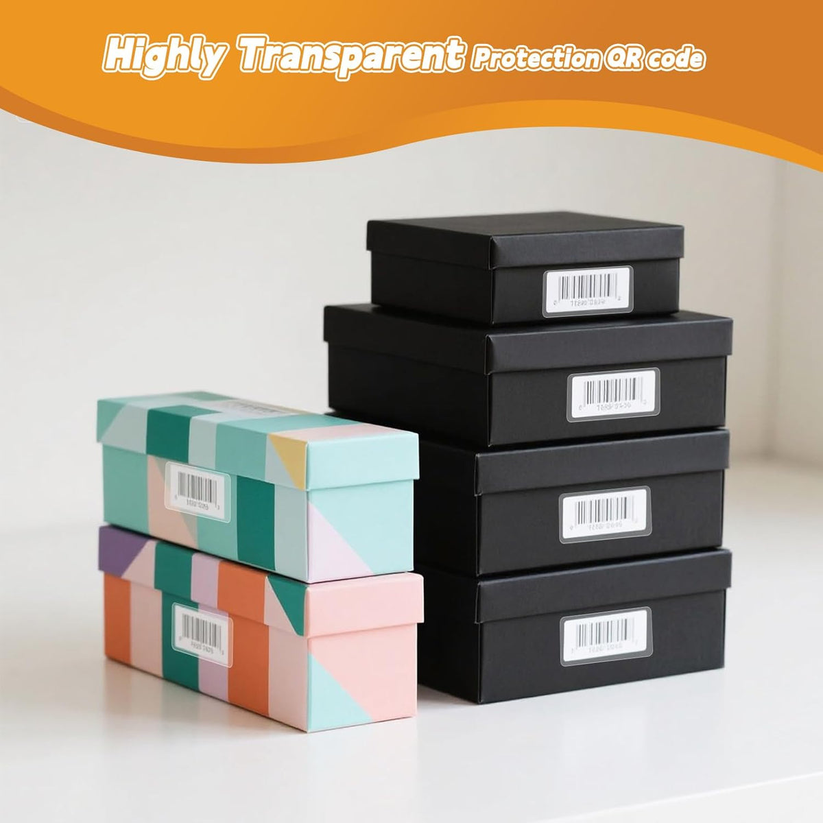 500 PCS Clear Stickers, Clear Labels Transparent Label Protectors Wafer Seal Stickers for Office, Library, Waterproof Labels for Protecting Mail & Package Barcodes, Books, Numbers (3.15×1.2 inch)