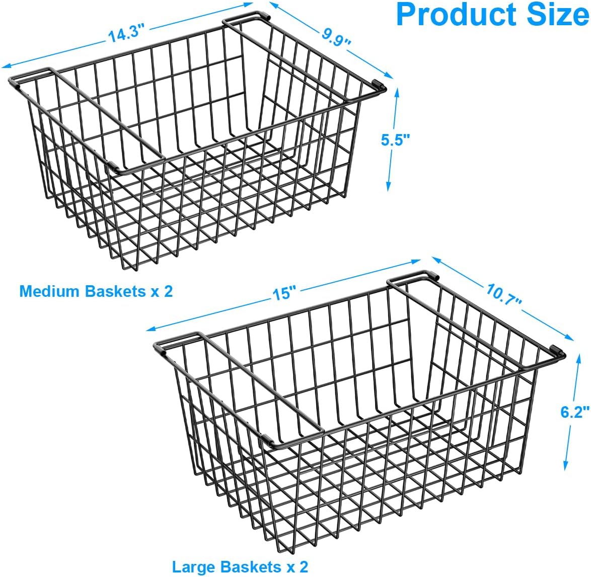 Freezer Organizer Bins Baskets for Chest Deep Freezer, Stacking Large Container Organizer and Storage Baskets for Freezer Sort Frozen and Meats