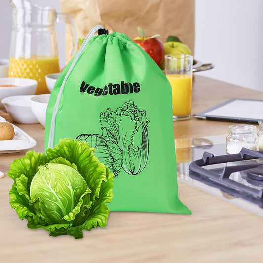 Lettuce Keeper - Produce Storage, Vegetable Saver | Reusable Fresh Produce Bag, Drawstring Pouch for Longer Shelf Life with Home Kitchen Use, Apartment Meal Prep, Grocery Shopping Setup
