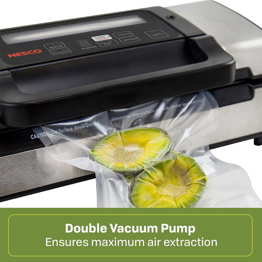 Deluxe Food VS-12 Vacuum Sealer, 130 Watts, Kit Bags & Viewing Lid, Compact, Silver
