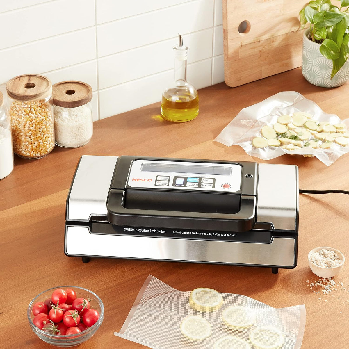 Deluxe Food VS-12 Vacuum Sealer, 130 Watts, Kit Bags & Viewing Lid, Compact, Silver