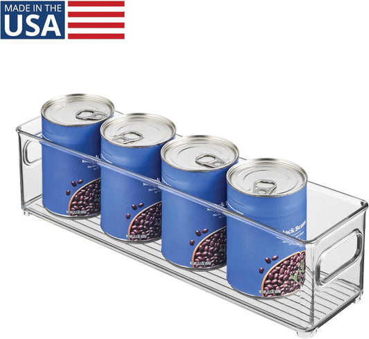 Stackable Fridge Bin with Handles, Set of 2, Clear | Ideal for Freezer or Pantry, Made in USA