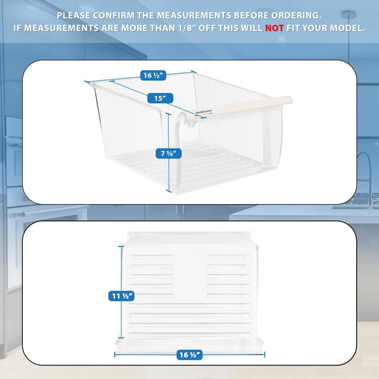 2188656 Crisper Bin (Upper) Compatible with Whirlpool Refrigerator | Fridge Drawers | Kenmore Refrigerator Parts | Whirlpool Shelf Replacement - WP2188656