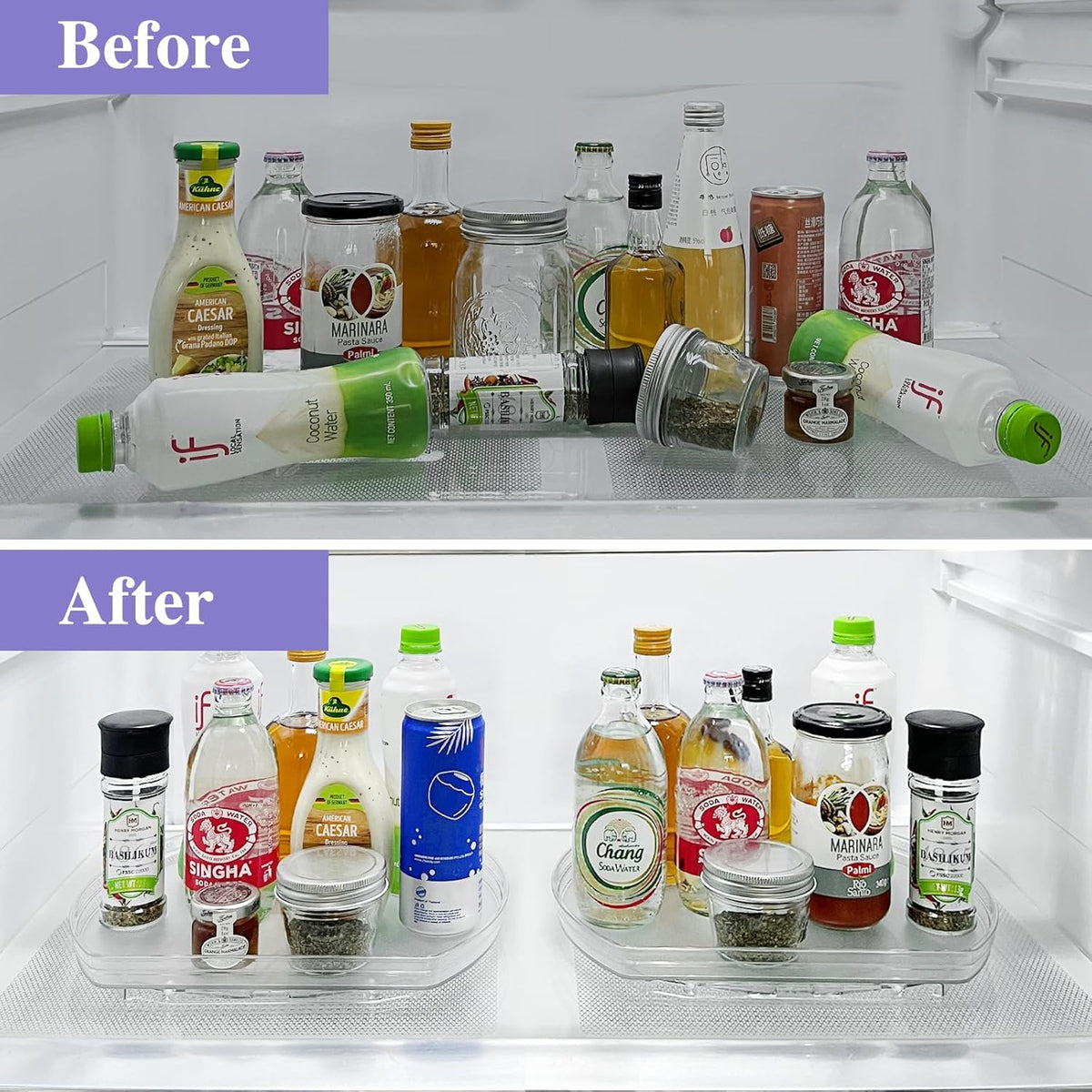 360° Rotating Lazy Susan Turntable - Multifunctional Rectangular Organizer 16.5" x 11.1" for Refrigerator, Cabinet, Pantry, and Kitchen Countertop