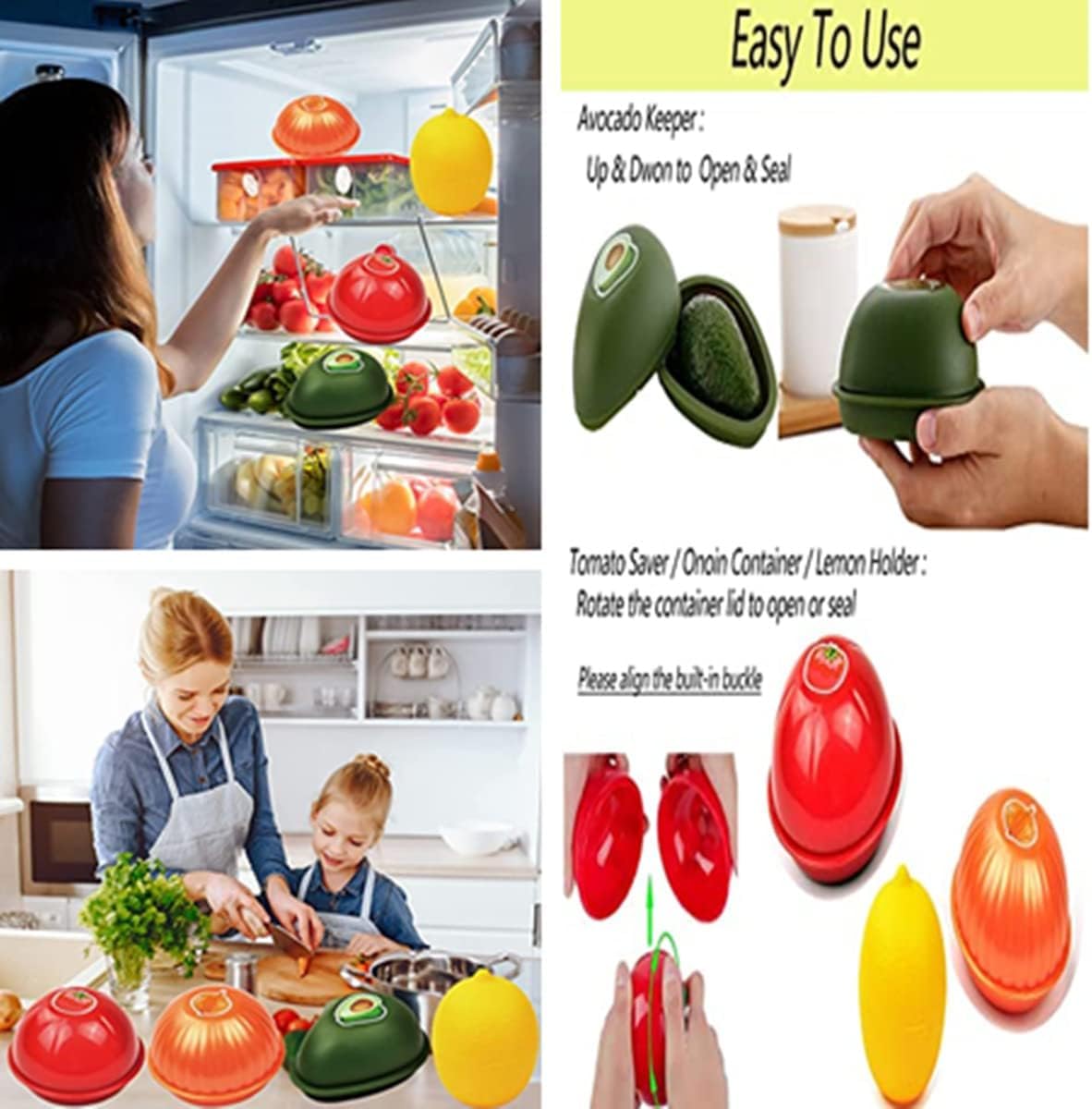 Lemon Storage Containers, Lime Saver Fresh Set and Line Lime Saver Fresh Keeper Fruit Storage Holder for Fridge