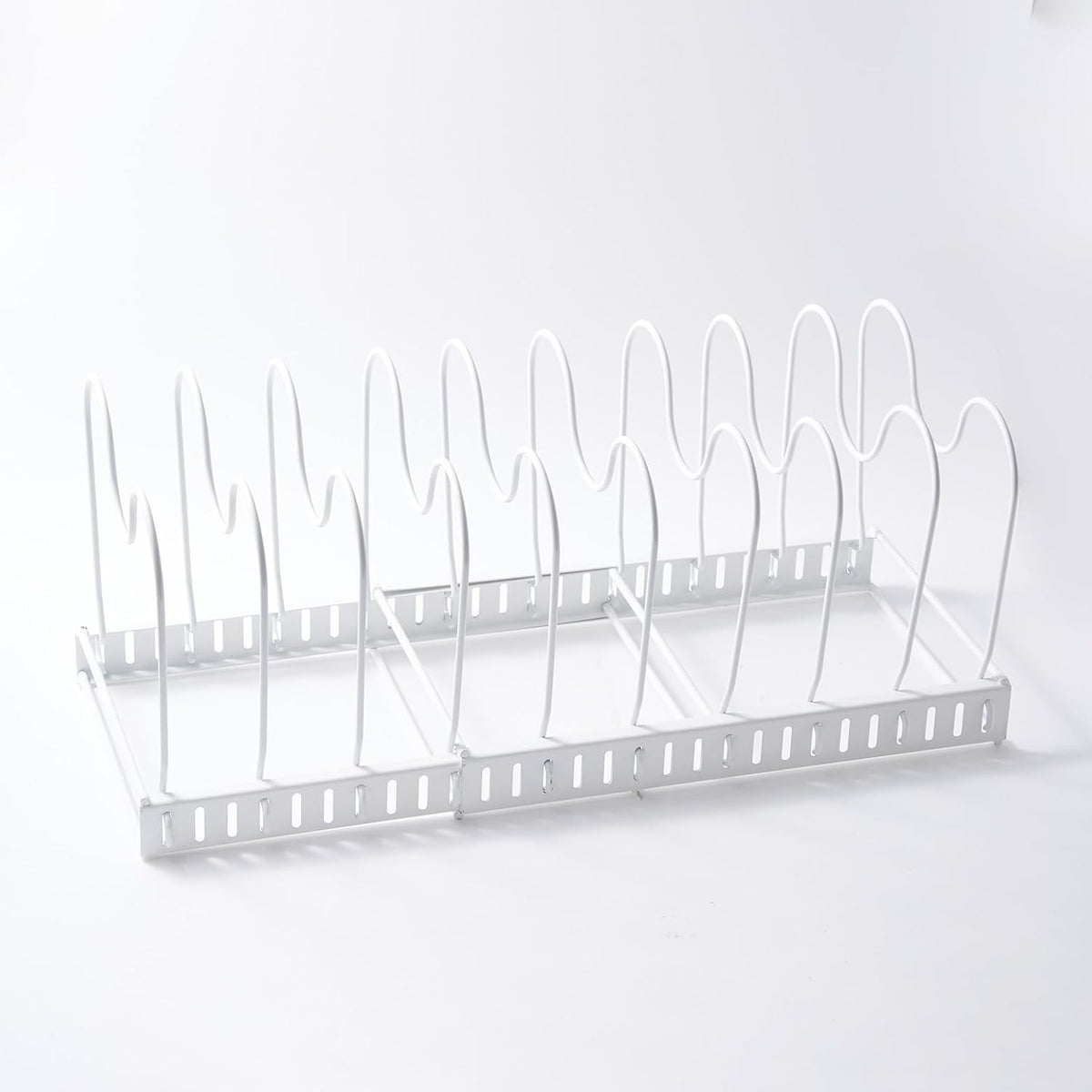 White Plate Stacker, Expandable 10-Slot Cabinet Organizer