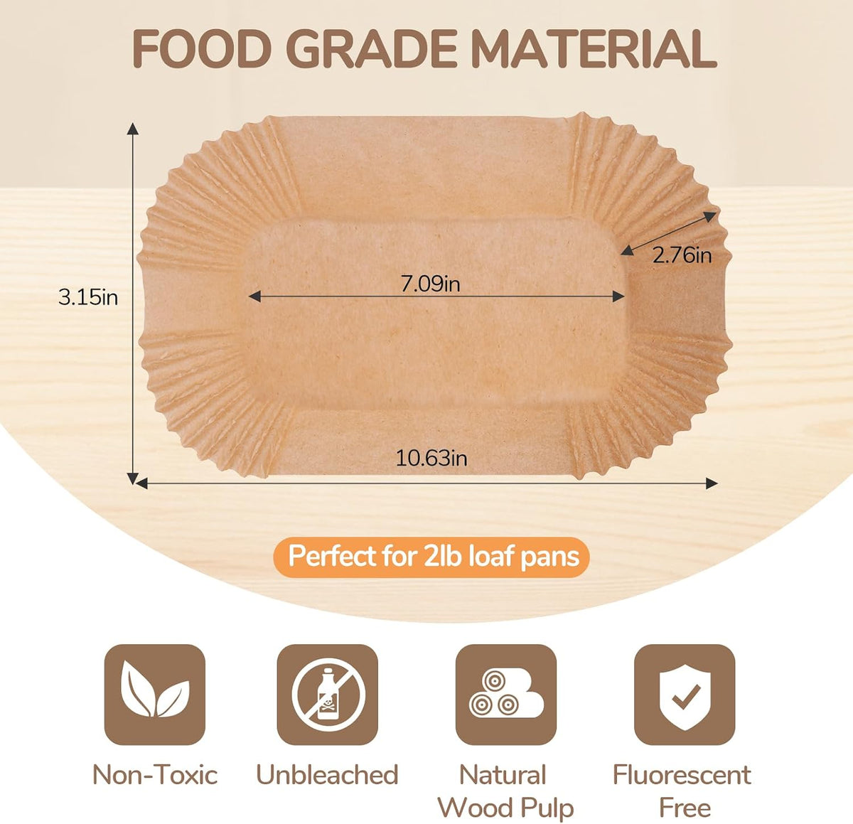 Loaf Pan Liners,2lb Loaf Pan Liners for Baking Bread 9x5, Loaf Pans Parchment Liners,150pcs Non-Stick Parchment Paper for Loaf Pans,Loaf Liners for Baking,Inner Dimensions are 7.5 x 3.5 inches