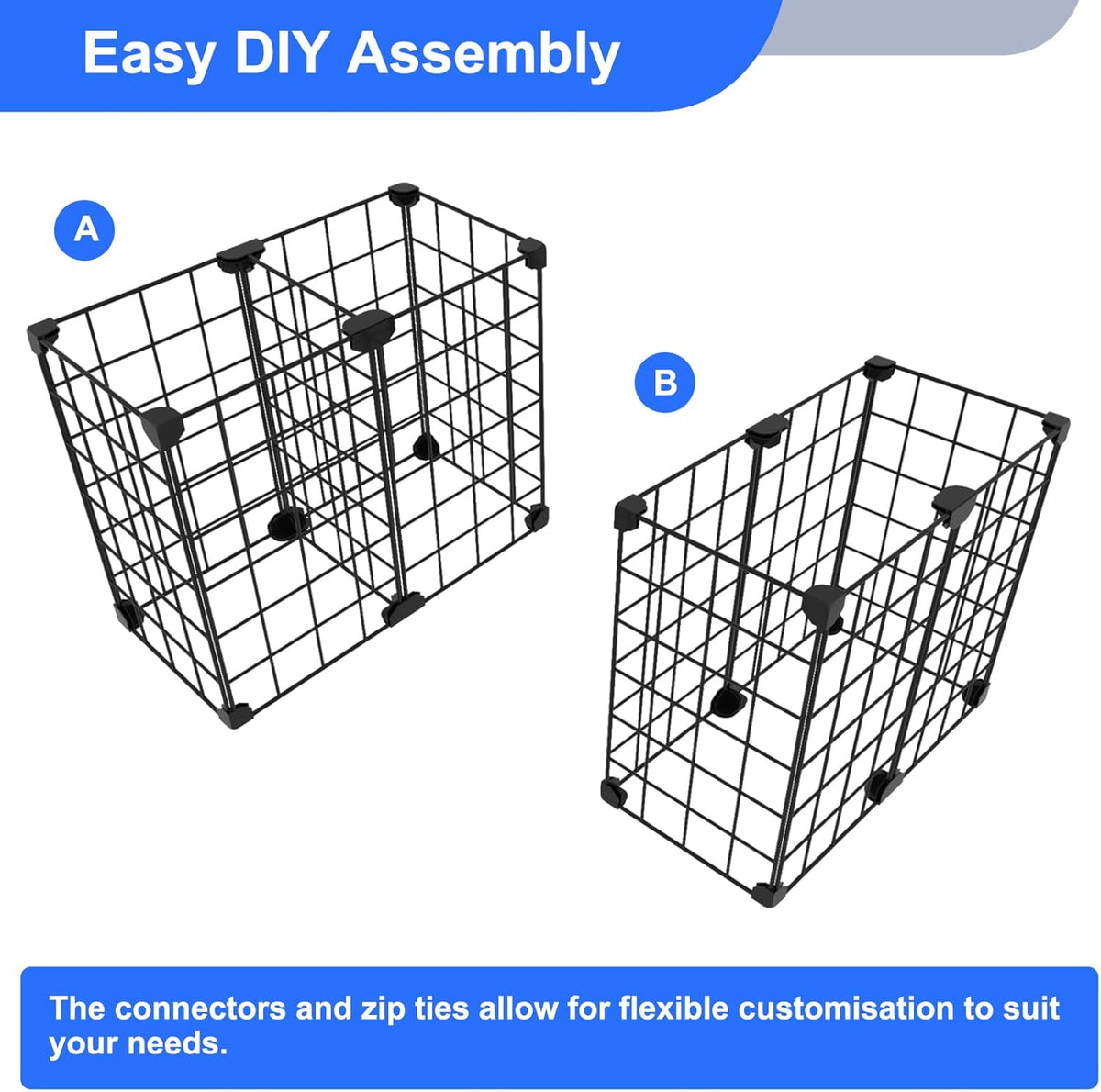 Freezer Organizer Bins, Freezer Dividers for Deep Chest Freezer Compressor Area, Black Wire Basket Shelf for Food Storage Kitchen Refrigerator Organization (Small-14.8“ x 7.7” x 12.6")