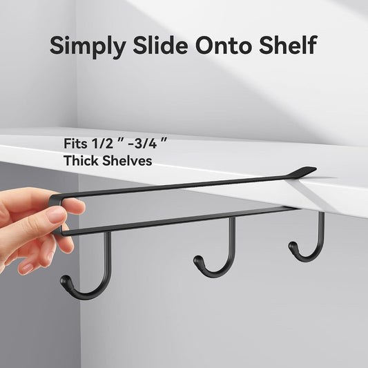 Coffee Mug Holder Under Cabinet Only Fits Shelves up to 3/4" Thick, Clip-On Coffee Cup Holder Pack of 3, No Drilling Free Damage