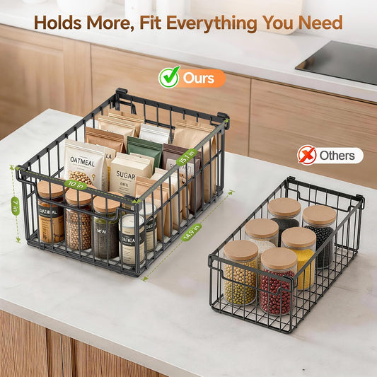 Freezer Organizer Bins, Enlarged Baskets for 5-9 Cu.FT Deep Freezer | Stackable Chest Freezer Organizer Bins, Foldable with Handles, White Storage Container Baskets for Sort Frozen Meats