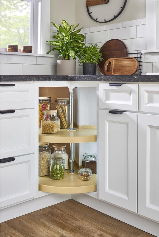2 Tier Pie-Cut Plastic Lazy Susan for Corner Base Cabinets, 24"