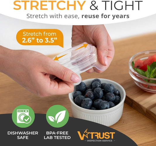 Reusable Silicone Stretch Lids 6-Pack Small for Fresh Food Storage - Seal in Flavors, Keep Food Fresh and Reduce Waste Multicolored