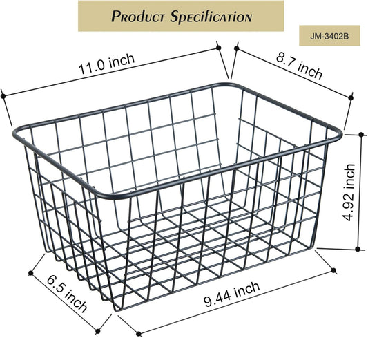 JUNCHU CHERRY Wire Kitchen Storage Basket 4 Packs,Perfect Pantry Organization Accessories Basket,Laundry Basket,Countertop Organization, Suitable for Kitchen,Bathroom,Bedroom,Tabletop,Stackable,Bronze