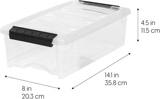 13 Quart Storage Bins with Lids, Clear | Transparent design makes contents easy to find. Ideal for shoes, photos, documents, and small essentials. Nestable design