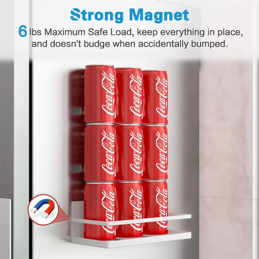 Magnetic Spice Rack, Strong Magnetic Shelf with 2 Removable Hooks, Perfect Space Saver for Small Kitchen/ Apartment, Awesome Metal Cabinet for Holding Spices, Jars, Salt (White, 2Pack)