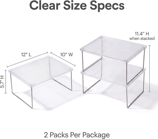 Kitchen Storage Accessories, Foldable Shelf 2 Pack Stackable shelf cabinet organizer, for pantry, countertop, saving your kitchen storage space.