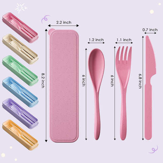 6 Sets Travel Utensils Set with Case, Camping Picnic Utensils