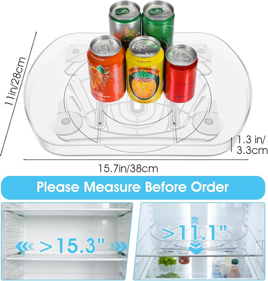 Turntable Organizer for Kitchen, 15"x11" Rotating Spice Rack Organizer 360°Clear PET Organizer Storage Tray Cabinet, Pantry Countertop with Suction Cups Large Rectangular Fridge Shelf