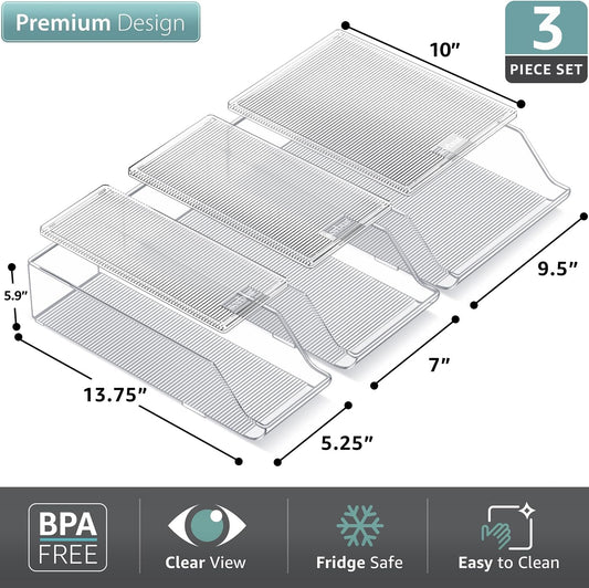 Fridge & Pantry Can Organizer - 3 Size Dispenser for Standard, Skinny Cans & Water Bottles