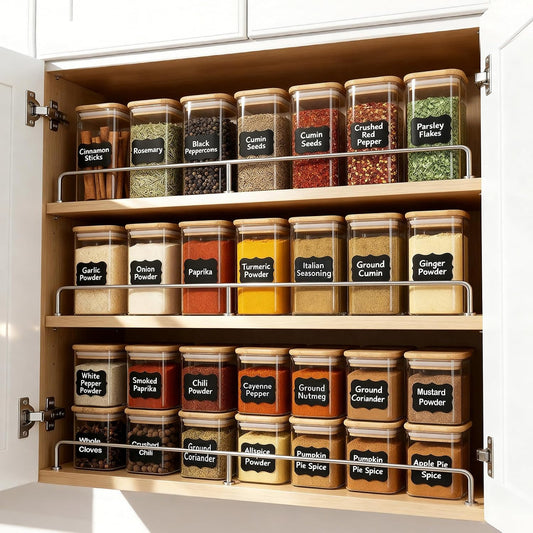 12 Pack 4 oz Square Glass Spice Jars with Lids and Labels – Airtight Small Seasoning Containers Set, Clear Glass Storage Jars for Seasoning, Spices, Kitchen Pantry Organization