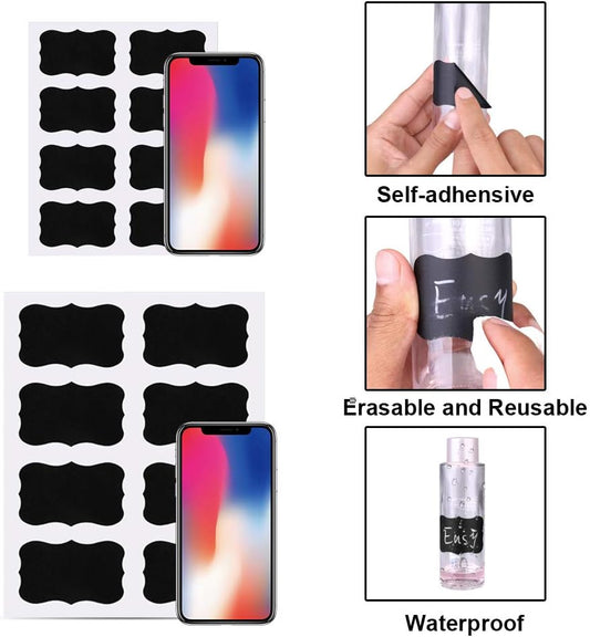 Chalkboard Labels for Jars, Erasable and Reusable Waterproof Blackboard Stickers Chalkboard Labels for Decorating Jars, Pantry, Home and Office, Scrapbooking (64 Small)
