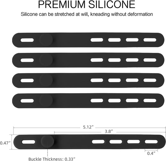 24Pcs Silicone Cable Ties - Reusable & Washable with Locking Buckles, Adjustable Fastening Cable Management Straps, Multi-Purpose High Elasticity Cord Organizer (Ice Blue)