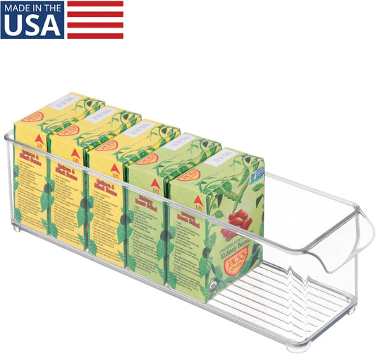 Stackable Fridge Storage Bin with Handle, Clear | Ideal for Fridge and Freezer, Made in USA