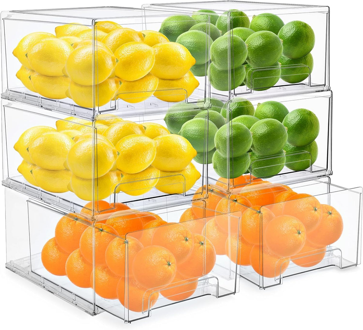 Large Clear Storage Drawers – Stackable Pull-Out Storage Bins with Handles, Slide Out Organizer Drawers for Pantry, Fridge, Kitchen – Stackable Acrylic Storage Bins