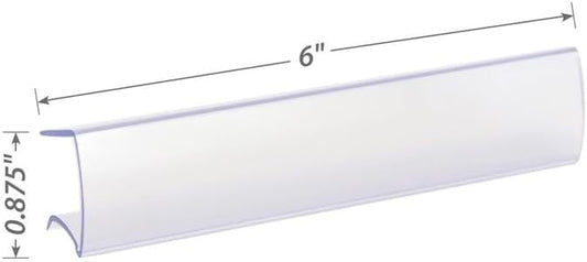 Shelf Clip Label Holder | 0.875" x 6" Clear Plastic, for .75" Thick Shelves, 10 Holders/Pack