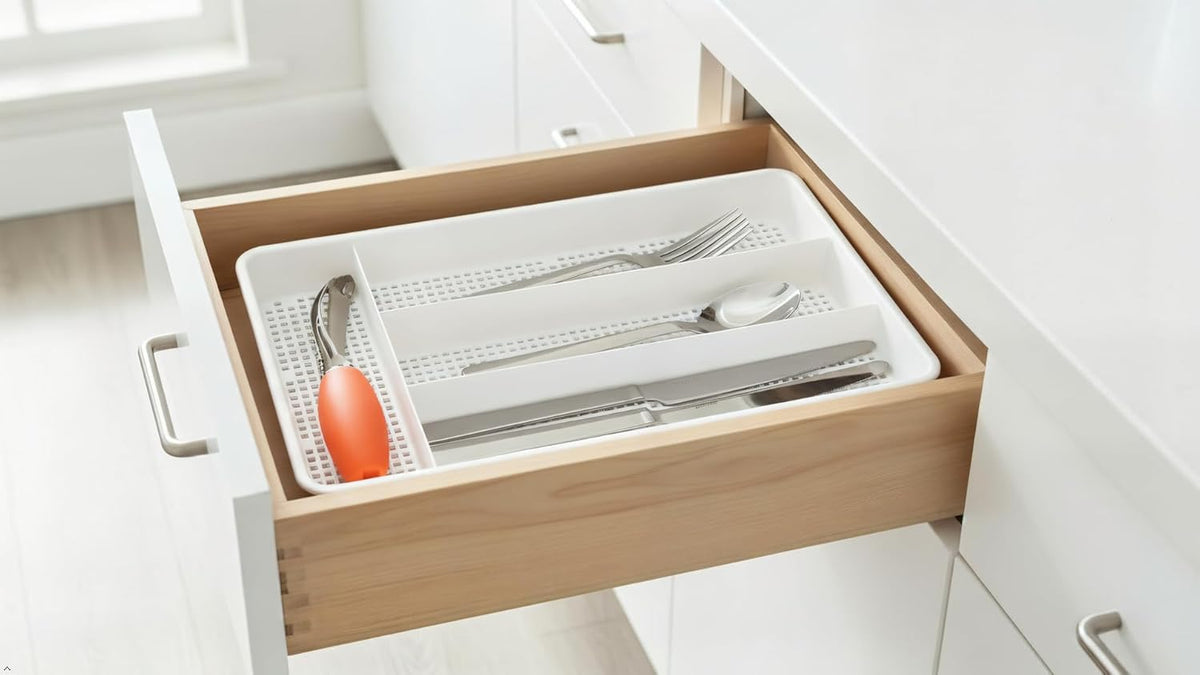Small Utensil Silverware Kitchen Drawer Organizer, Black