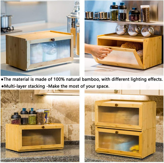 ETMI Vintage Bread Box for Kitchen Countertop - Retro Brown Bread Storage Box Breadbox