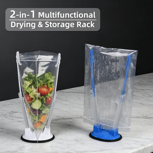 Ziplock Bag Holder for Filling Bags, 10 Pack Adjustable Plastic Bag Holder Stand, Food Storage & Freezer Bag Organizer for Meal Prep, Kitchen Storage Rack (5 Colors)