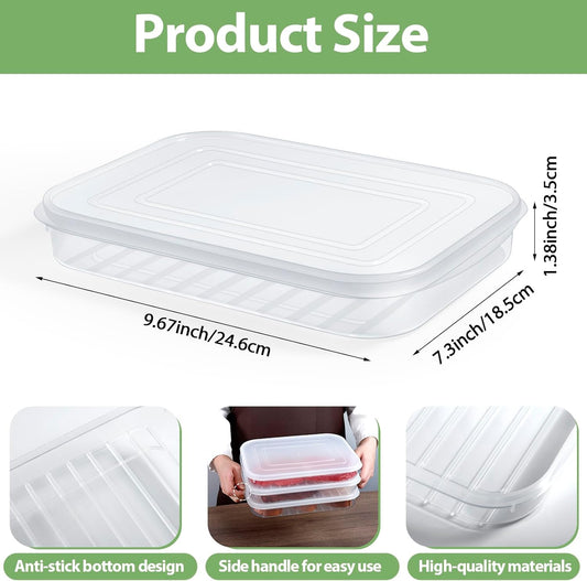4 Pieces Bacon Keeper, Deli Meat Container for Fridge, BPA-Free | Storage Box, Shallow Low Christmas Cookie Holder, Stackable Cold Cuts Storage Containers with Airtight Lids