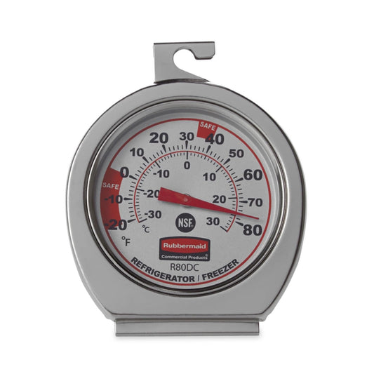 Thermometer, Classic Large Mechanical Dial, Chrome, Extreme Temperature Range for Use in Refrigerator/Freezer/Cooler/Fridge