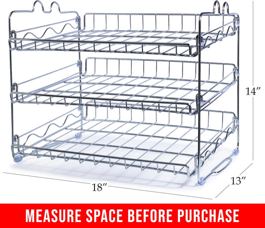 Can Organizer for Pantry, 36-Can Stackable Rack, 18 x 13 x 14 in, Chrome | Stackable Can Rack for 36 Cans, Canned Food Storage, Pantry Shelf, Kitchen Cabinet or Countertop