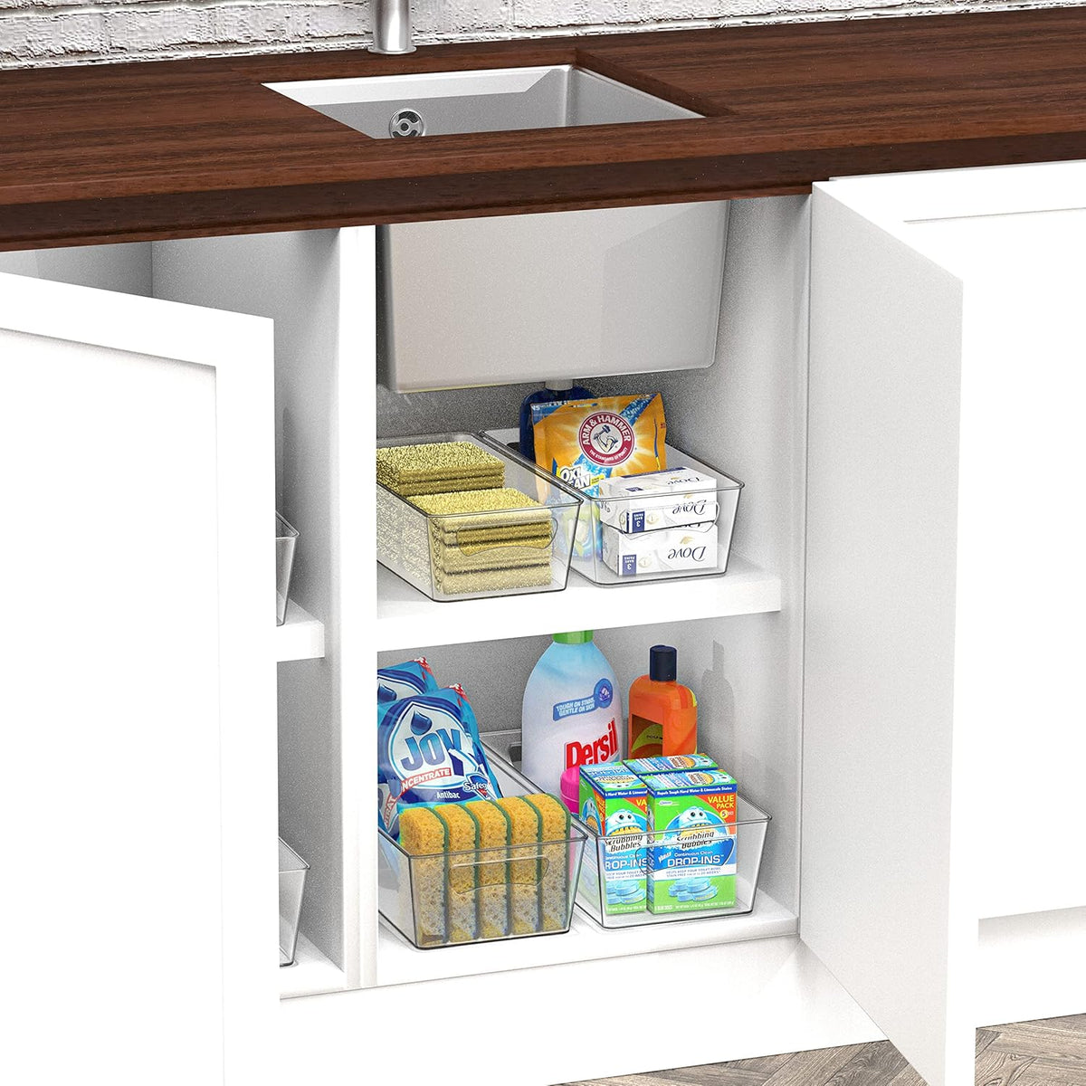 Clear Fridge Storage Bins Organizer (12"x6.2"x3.4") | for Cabinet / Pantry / Refrigerator / Freezer / Kitchen