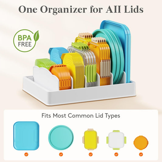 Kitchen Cabinet Organizer for Food Contanier Lid with 7 Sections