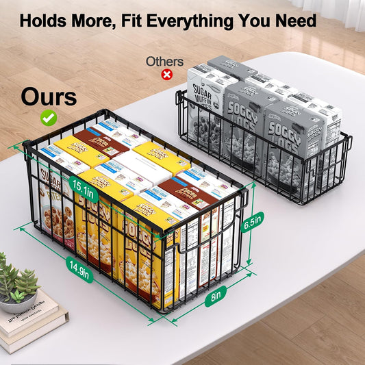 Freezer Organizer Bins, Big Baskets for 5/ 7 Cu.FT Deep Freezer | Stackable Chest Freezer Organizer Bins, Foldable Baskets with Handles, Black Storage Container Baskets for Sort Frozen Meats