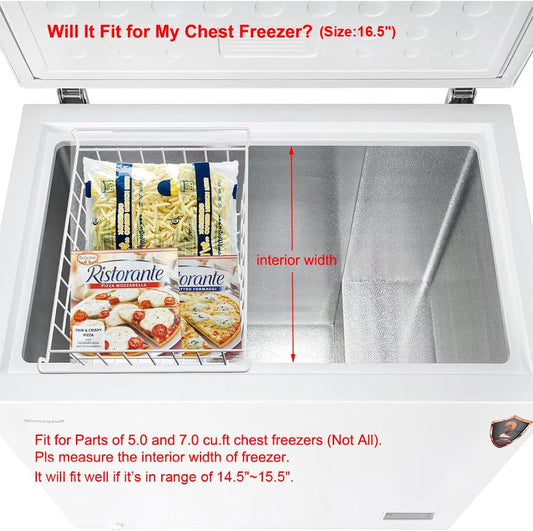 17.5" Chest Freezer Organizer Bins Deep Freezer Basket Storage Rack Bins Metal Wire Baskets Large Size 2Pcs