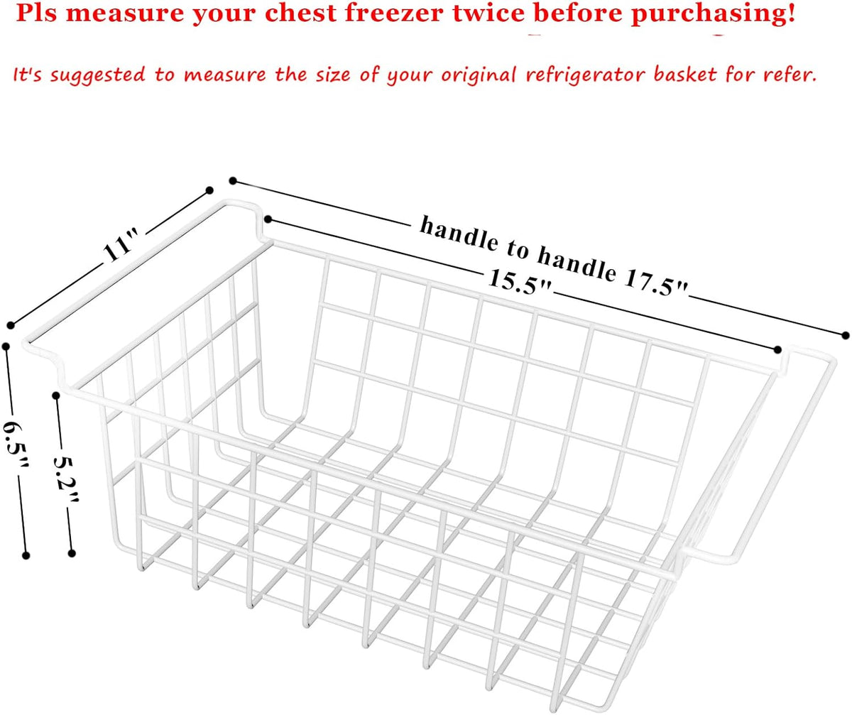 17.5" Chest Freezer Organizer Bins Deep Freezer Basket Storage Rack Bins Metal Wire Baskets Large Size 2Pcs