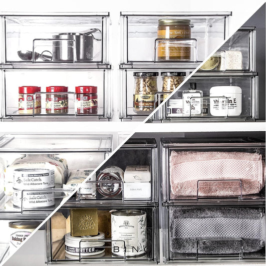 Stackable Storage Drawers, Large - Clear | THE CRATE COLLECTION | Storage Bins With Drawers | Bathroom Organizers | Under Sink Organizer | Vanity Cabinet Home Organization
